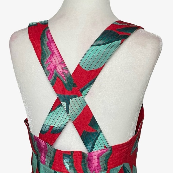 FARM Rio Summer Foliage Cross Back Mini Dress Red Medium NWT - Picture 6 of 16